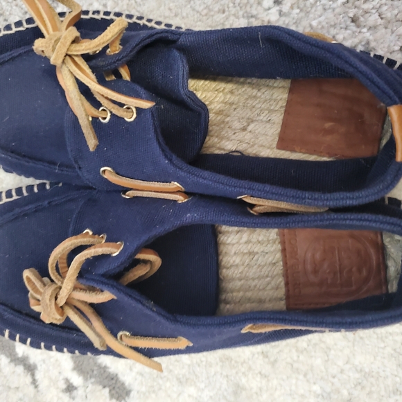 Womens Navy Canvas Loafers - Picture 5 of 5